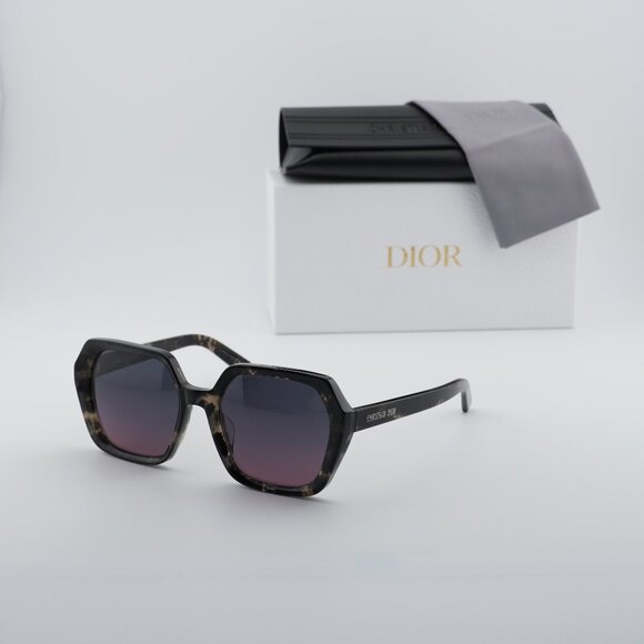 Dior DIORMIDNIGHT S2F 29D2 Square Sunglasses - Colored Havana ICETIME LUXE: Dior 30MONTAIGNE Havana Blue Sunglasses main image 2
